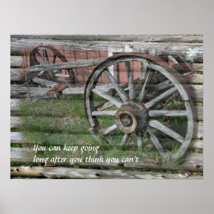 Poster Rustique Style Western Wagon Wheel