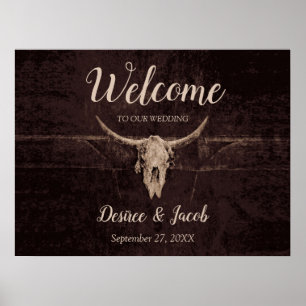 Poster Rustique Taureau Mariage Pays Texture occidentale