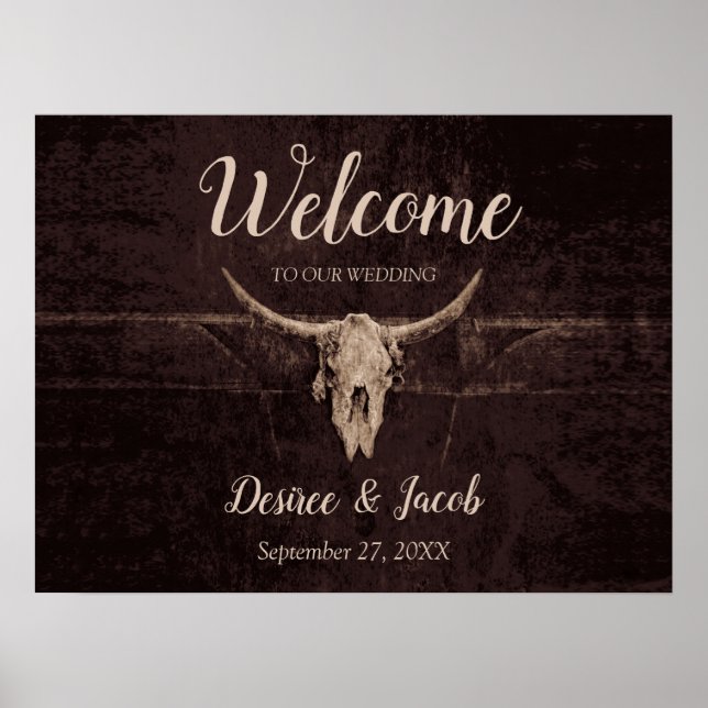 Poster Rustique Taureau Mariage Pays Texture occidentale (Devant)