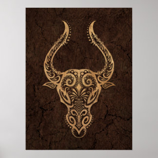 Poster Rustique Taurus Zodiac Connexion sur effet de pier