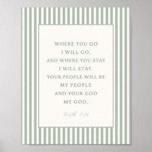 Poster Ruth 1:16 Verset Biblique Là où tu iras, j'irai