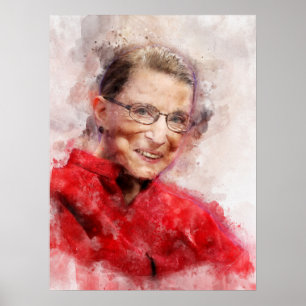 Poster Ruth Bader Ginsburg Aquarelle souriante Portrait R