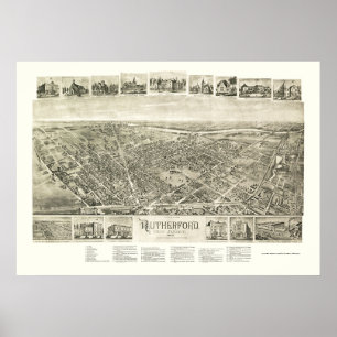 Poster Rutherford, NJ Panoramic Map - 1904