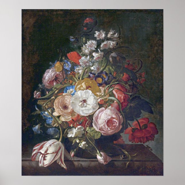 Poster Ruysch - Bouquet De Fleurs Dans Un Vase De Verre (Devant)