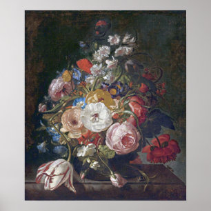 Poster Ruysch - Bouquet de fleurs dans un vase en verre