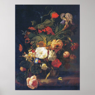 Poster Ruysch - Fleurs Dans Un Vase De Verre