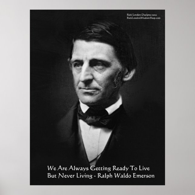 Poster RW Emerson "Prêt à vivre" Citations de sagesse Cad (Devant)