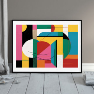 Poster Rythme architectural - Géométrie couleur et courbe