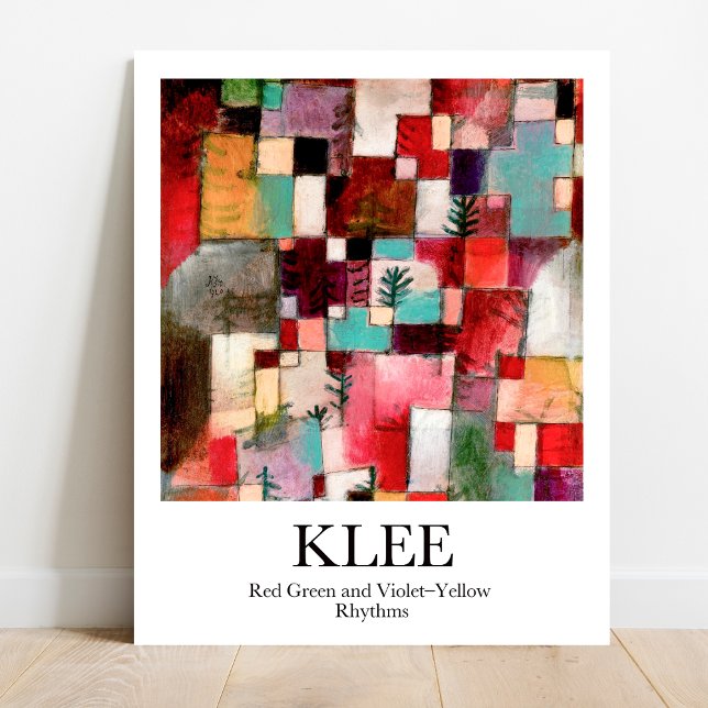 Poster Rythmes rouge vert et violet-jaune par Paul Klee (Klee's masterpiece for your home! Red, Green & Violet poster. Vivid colors, bold lines)