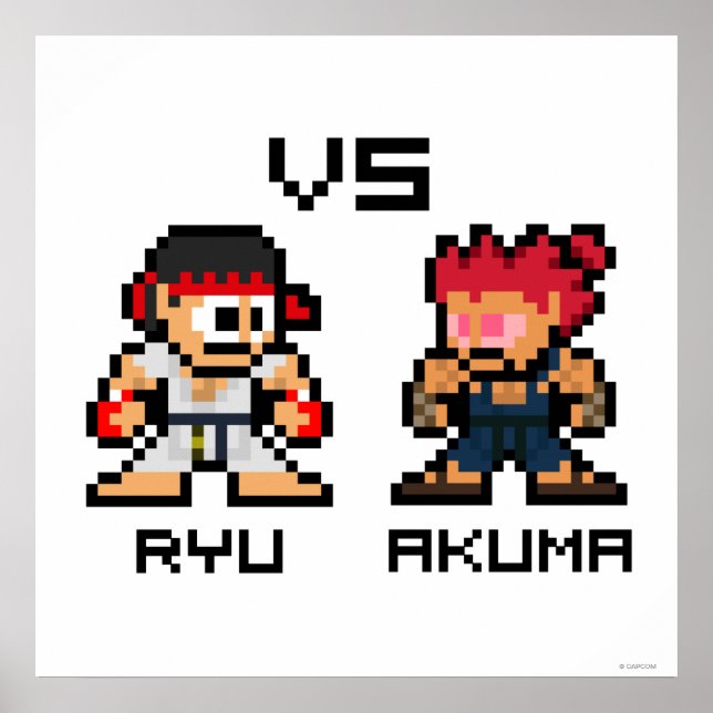 Poster Ryu VS Akuma 8 bits (Devant)