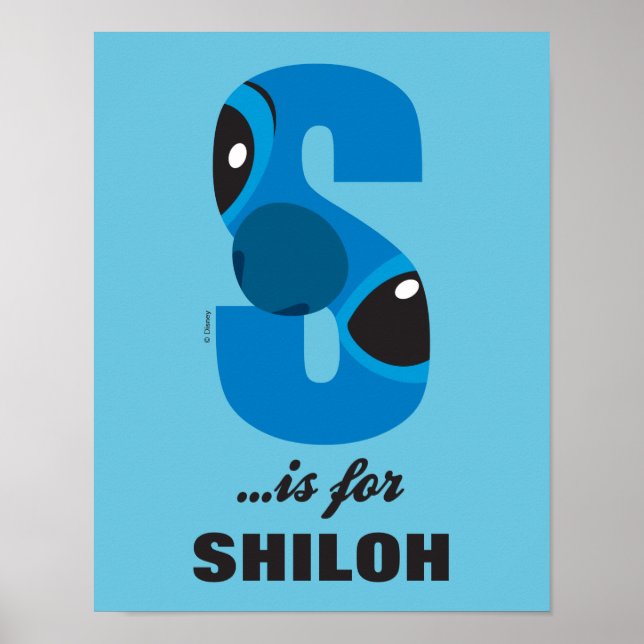 Poster S est pour Stitch | Ajouter Votre Nom (Devant)