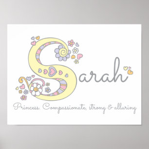 Poster S pour l'art de lettre de monogramme de nom Sarah 