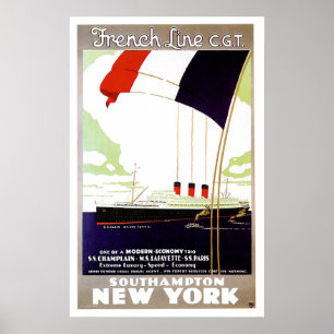 Poster S.S. Ligne française annonce vintage de Paris de