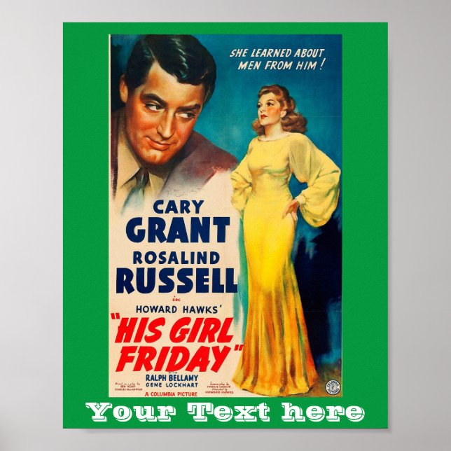Poster Sa Fille Vendredi-Cary Grant Rosalind Russe (Devant)