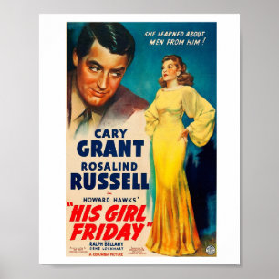Poster Sa Fille Vendredi-Cary Grant Rosalind Russe