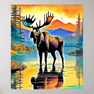 Poster Sa Majesté du couché de soleil de Moose Lake