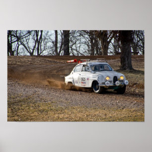 Poster Saab 1963 96 au rassemblement dans le bois 2014 de