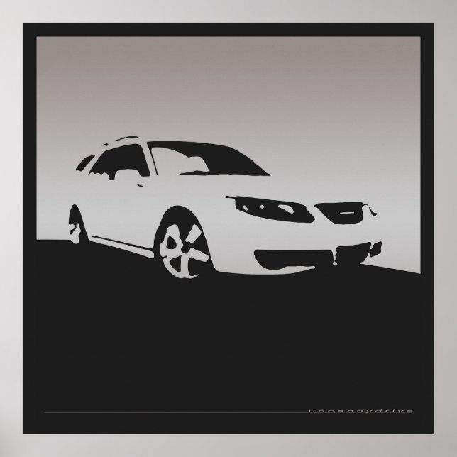Poster Saab 9-5 Aero front - Gris sur arrière - plan de c (Devant)
