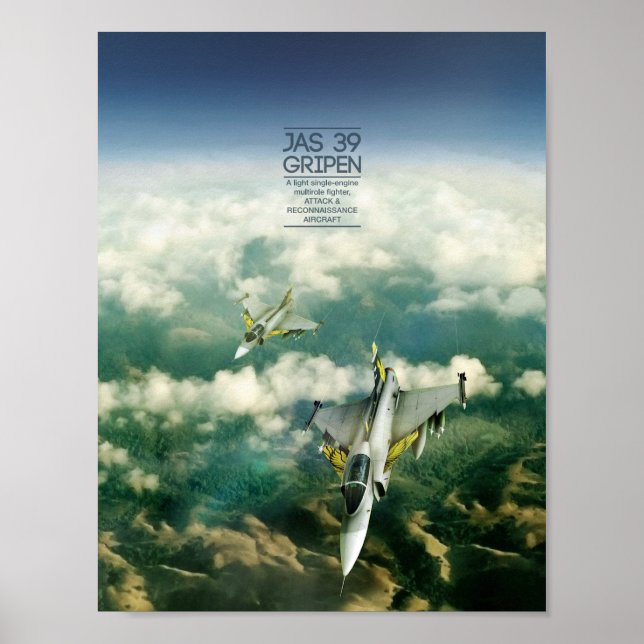 Poster Saab JAS 39 Gripen (Devant)