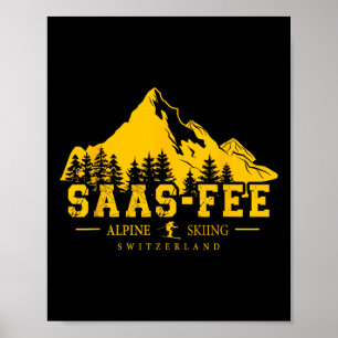 Poster Saas-fee Suisse Station de ski Ski alpin Suisse