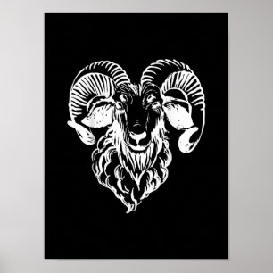 Poster Sabbatique Baphomet Chèvre mal Satané