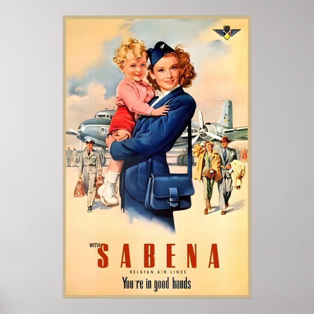 Poster Sabena Airlines Audrey Hepburn Nouvelle Rétro (Devant)