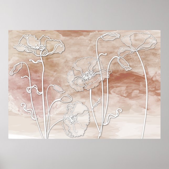 Poster Sable Brown Aquarelle Abstraite et Pavois 3 (Devant)