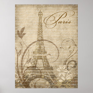 Poster Sable Fleur de Paris Tour Eiffel 30 x 40 pouces