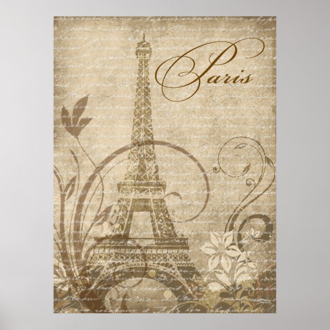 Poster Sable Fleur de Paris Tour Eiffel 30 x 40 pouces (Devant)
