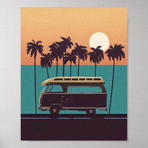 Poster Sable rétro et soleil - Une plage d'été Vintage