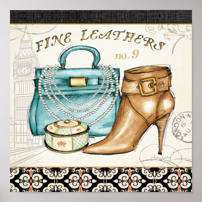 Poster Sac en cuir fin et chaussure (Devant)