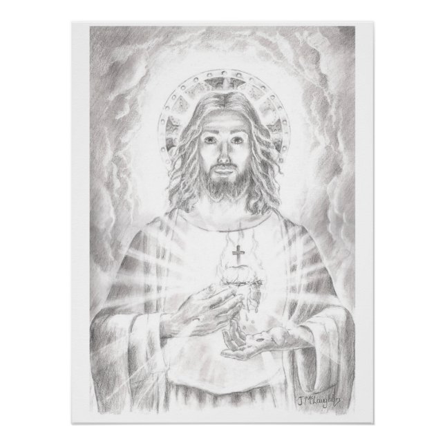 Poster Sacré Coeur de Jésus, Dessin de Jenny McLaughlin (Devant)