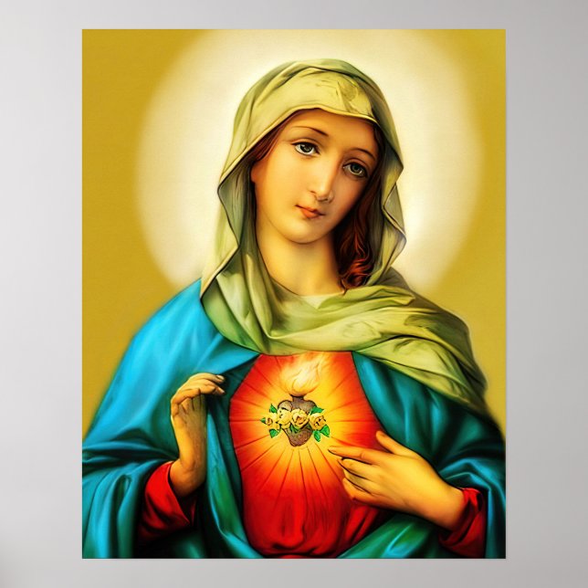 Poster Sacré Coeur Immaculé de la Vierge Marie (Devant)