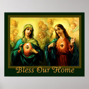 Poster Sacred Heart & Immaculé Heart Accueil Bénédiction