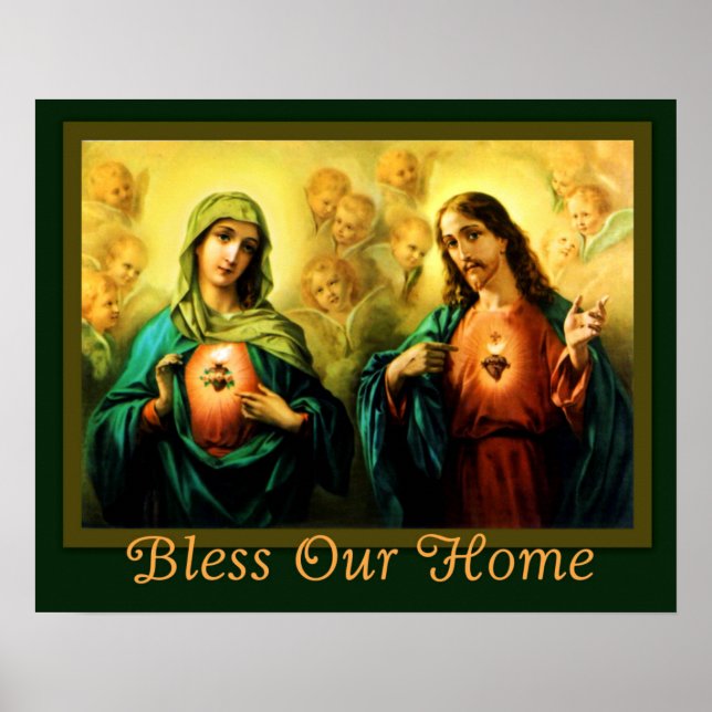 Poster Sacred Heart & Immaculé Heart Accueil Bénédiction (Devant)
