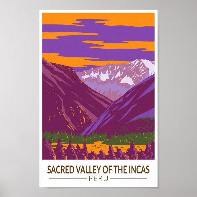 Poster Sacred Valley Pérou Travel Art Vintage (Devant)