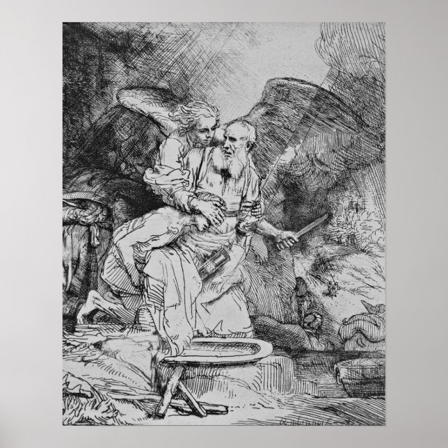 Poster Sacrifice d'Abraham - Rembrandt - c1655 (Devant)