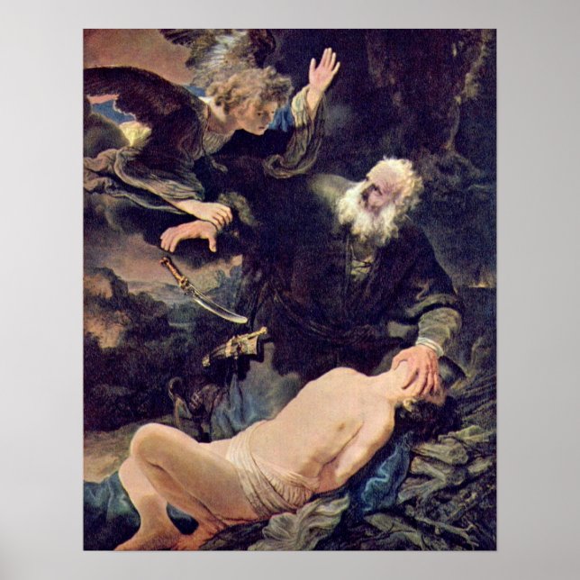 Poster Sacrifice d'Isaac par Rembrandt van Rijn (Devant)