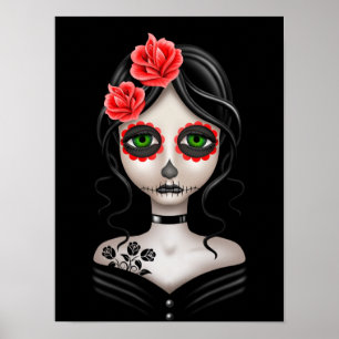 Poster Sad Day of the Dead Girl on Black