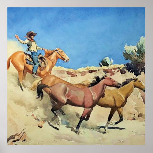 Poster "Saddle Stock" Western Art de Maynard Dixon