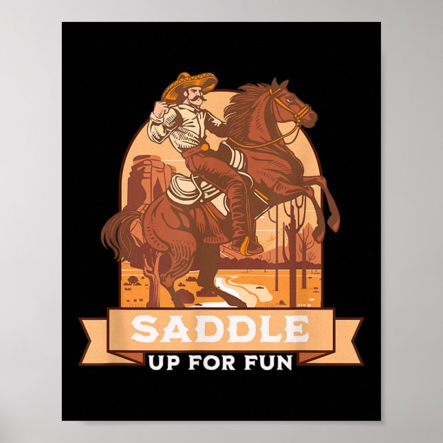 Poster Saddle Up For Fun Cowboy Western Riding Humour (Devant)