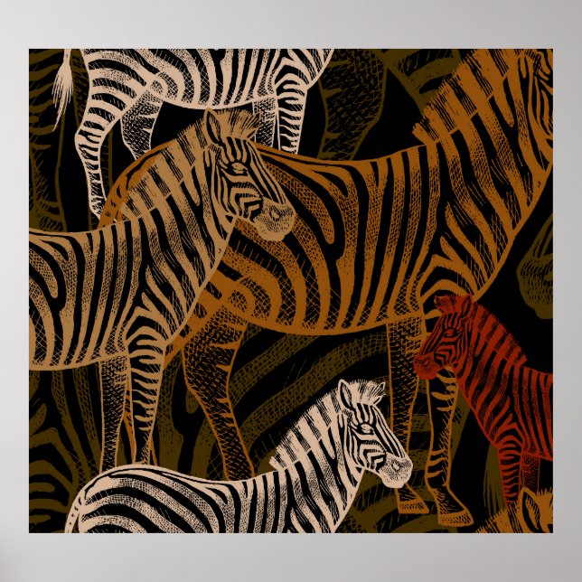 Poster Safari africain : Zebra Vintage Design (Devant)
