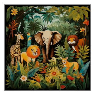 Poster Safari animal bébé Imprimer pour une cuisine / cha