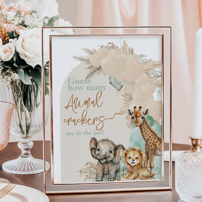 Poster Safari animal Boho Oh Boy Baby shower Animal Jeu (Créateur téléchargé)