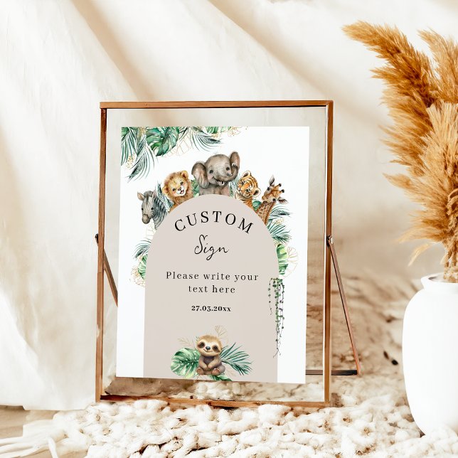 Poster Safari Animal Jungle Baby shower moderne Custom (Créateur téléchargé)