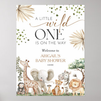 Poster Safari Animals Gender Neutral Baby Shower Welcome 