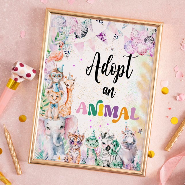 Poster Safari Animaux Adopter un anniversaire animal (Créateur téléchargé)