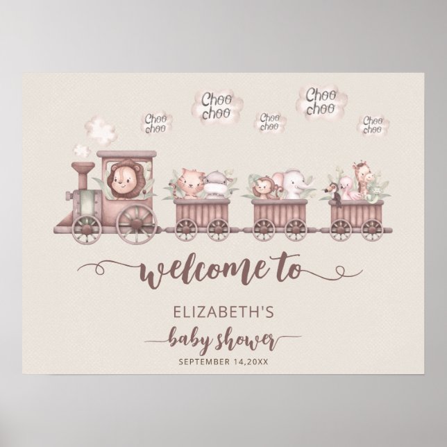 Poster Safari Animaux Baby shower Boho Bienvenue (Devant)