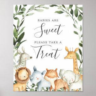 Poster Safari Animaux Baby showers Bébés sont doux signe