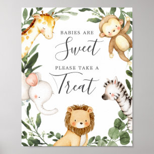 Poster Safari Animaux Baby showers Bébés sont doux signe